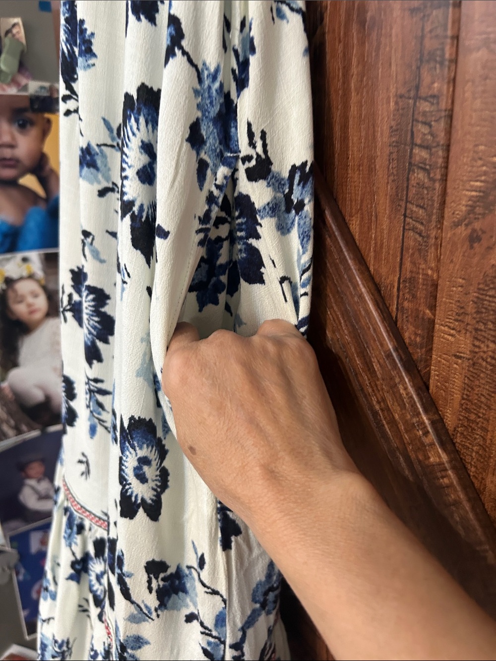 Max Studio Cream Dress with Navy Floral Print - Picture 9 of 15